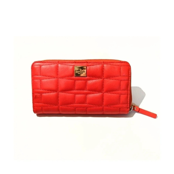 kate spade Handbags - Kate Spade cherry red lacey signature quilted leather Wallet flame